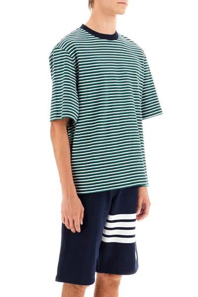 Shop Thom Browne "striped Oversized Jersey T-shirt" In Green