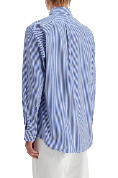 Shop Polo Ralph Lauren 'striped Stretch Poplin Shirt With In Blue