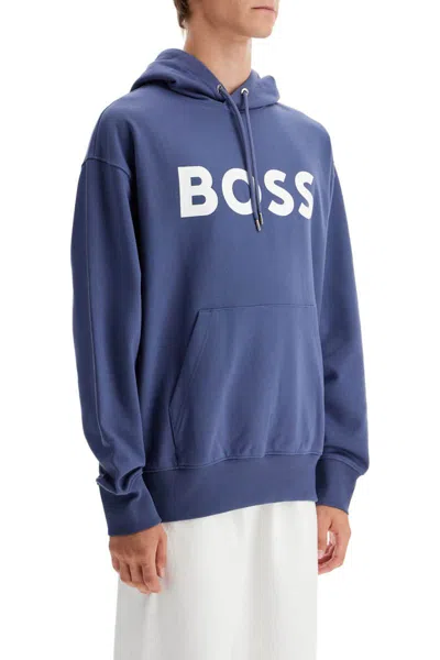 Shop Hugo Boss Sullivan Logo Hoodie In Blue