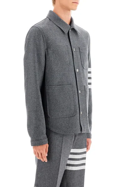 Shop Thom Browne Wool And Cashmere Blend Oversh In Grey