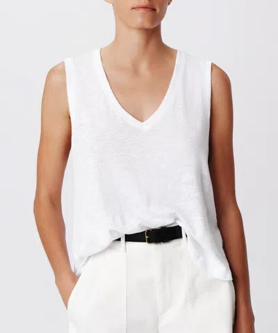 Atm Anthony Thomas Melillo Slub Jersey V-neck Tank In White
