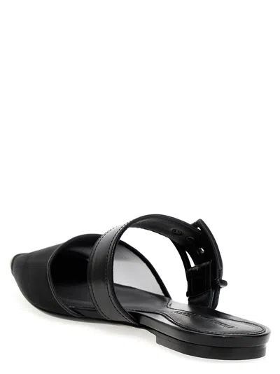 Alexander Mcqueen Black Mesh And Leather Punk Slippers