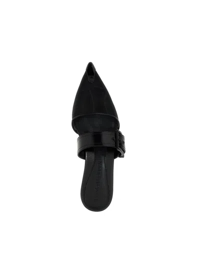 Alexander Mcqueen Black Mesh And Leather Punk Slippers