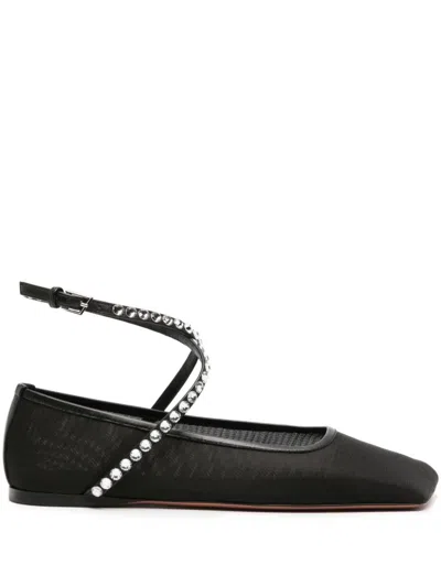 Amina Muaddi Ane Crystal-embellished Mesh Ballerina Shoes