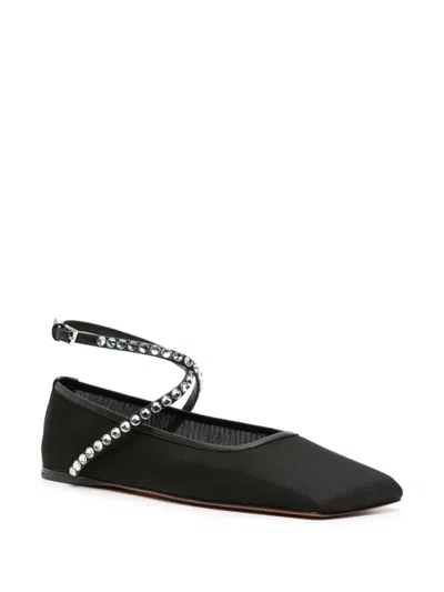 Amina Muaddi Ane Crystal-embellished Mesh Ballerina Shoes