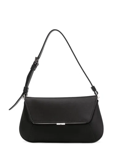 Amina Muaddi Leather Handbag With Curved Base And Reptile Motif Embossing