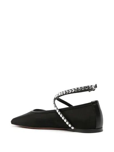 Amina Muaddi Ane Crystal-embellished Mesh Ballerina Shoes
