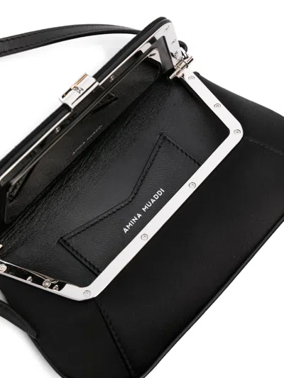 Amina Muaddi Leather Handbag With Curved Base And Reptile Motif Embossing