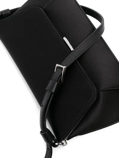 Amina Muaddi Leather Handbag With Curved Base And Reptile Motif Embossing