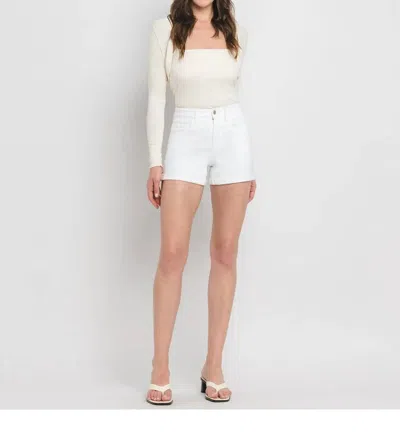 Flying Monkey High Rise Double Cuff Shorts In White In White