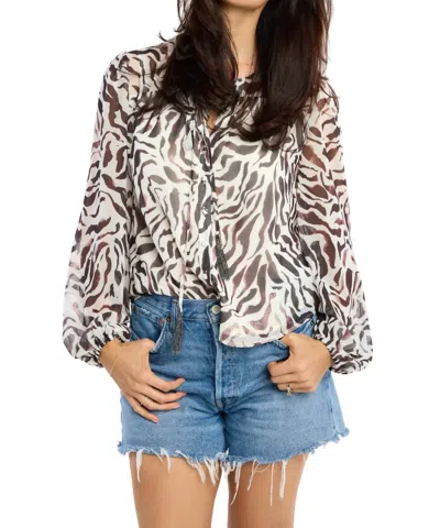 Allison New York Theadora Blouse In Brown Zebra In Multi