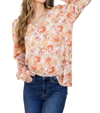 Emily Wonder Marigold Dreams Floral Blouse In Orange In Orange