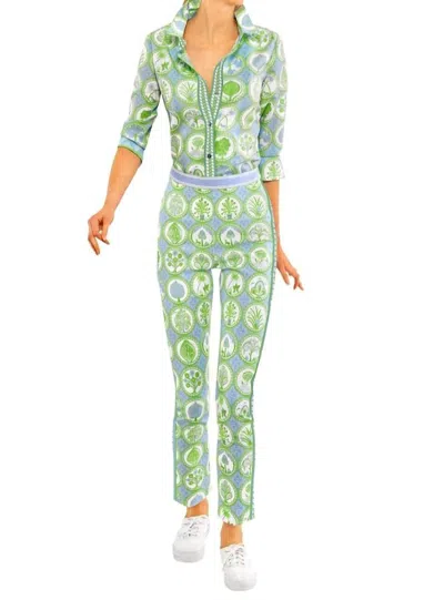 Gretchen Scott Circle Of Love Pants In Periwinkle/kelly In Multi