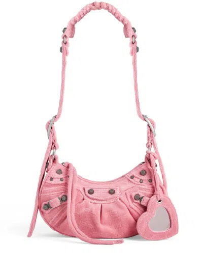 Balenciaga Green Leather Shoulder Handbag With Magnetic Closure And Metal Details