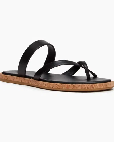 Paige Dianne Calf Leather Flat Sandal In Black