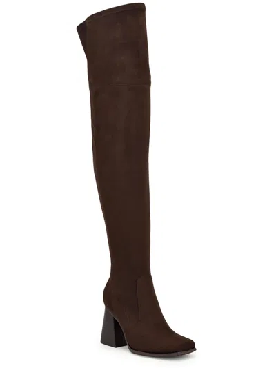 Nine West Begone Womens Square Toe Dressy Over-the-knee Boots In Brown