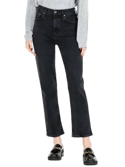 Agolde Ren High-rise Cropped Straight Jeans In Black