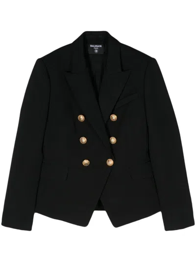 Shop Balmain Wool Double Breasted Jacket