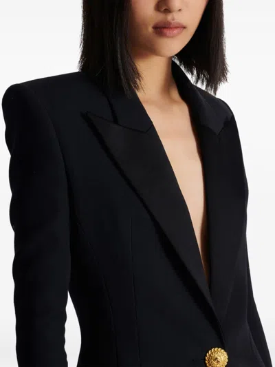 Shop Balmain Wool Single Breasted Blazer Jacket