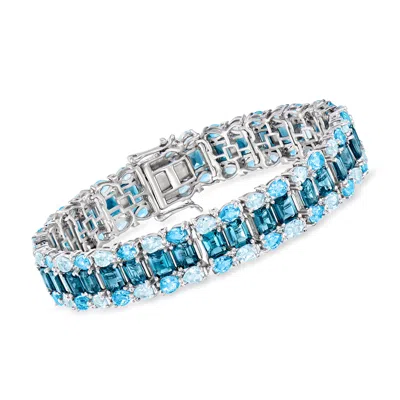 Ross-simons Tonal Blue And White Topaz Bracelet In Sterling Silver In Blue