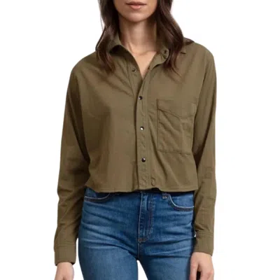 Askk Ny Cropped Button Up Shirt In Fatigue In Green