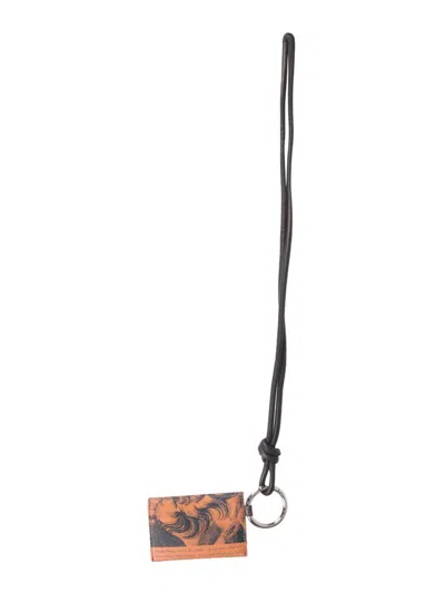 Shop Dries Van Noten Leather Card Holder With Shoulder Strap In Orange