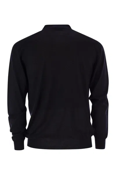 Fedeli Lightweight Virgin Wool Cardigan In Night Blue