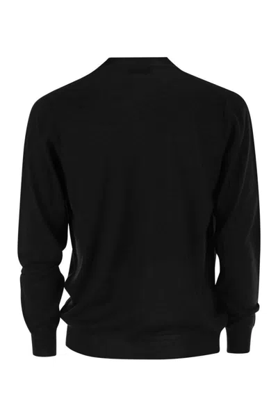 Fedeli Lightweight Virgin Wool Cardigan In Black