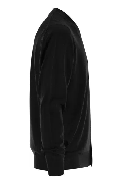 Fedeli Lightweight Virgin Wool Cardigan In Black