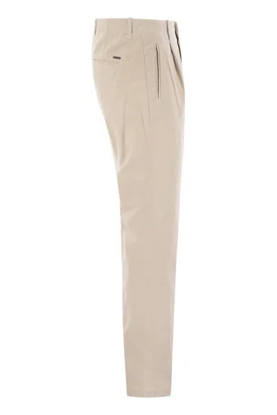 Peserico Men's Cotton Trousers With Darts In Pearl