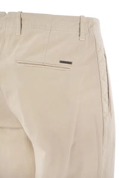 Peserico Men's Cotton Trousers With Darts In Pearl