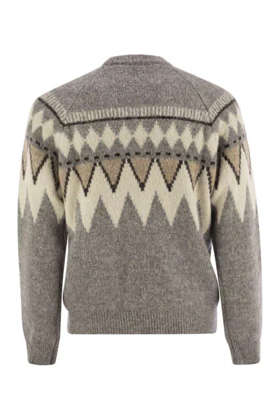 Shop Peserico Jacquard Jersey In Alpaca, Cotton And Wool In Grey