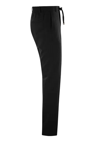 Peserico Men's Wool-blend Flannel Trousers In Black