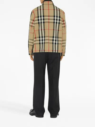 Shop Burberry Check Motif Shirt Jacket