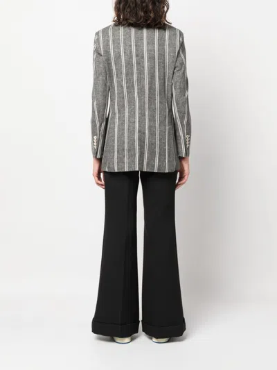 Circolo 1901 Striped Double-breasted Jacket With Vertical Stripes In Gray