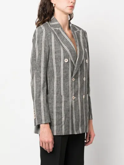 Shop Circolo 1901 Striped Double Breasted Jacket