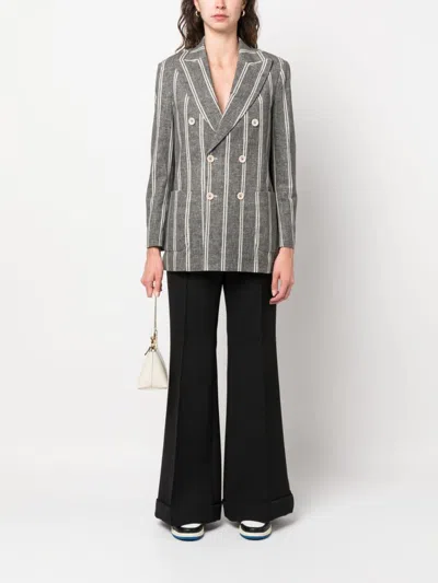 Circolo 1901 Striped Double-breasted Jacket With Vertical Stripes In Gray
