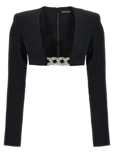 Shop David Koma Top '3 D Crystsal Chain And Square Neck'