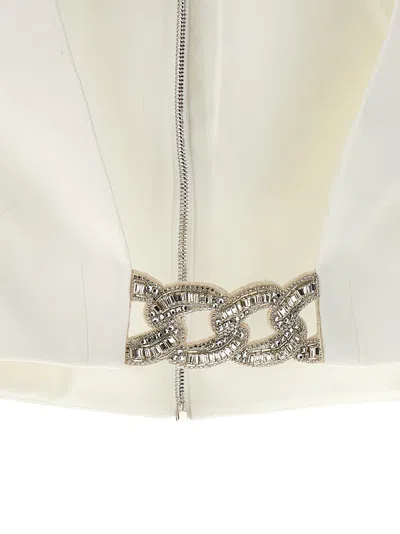 David Koma Crystal Chain 3d Square Neck Top