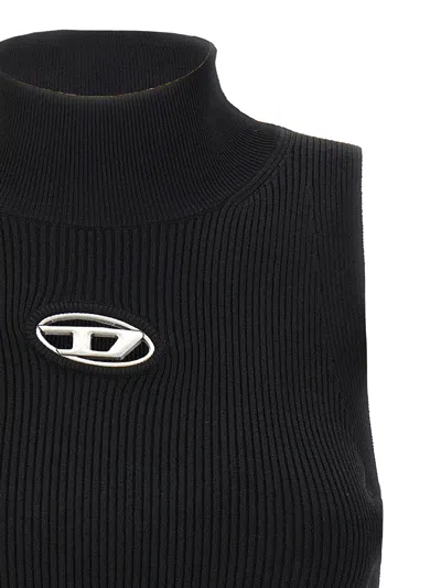 Diesel Black Tank Top With D Logo Cut-out