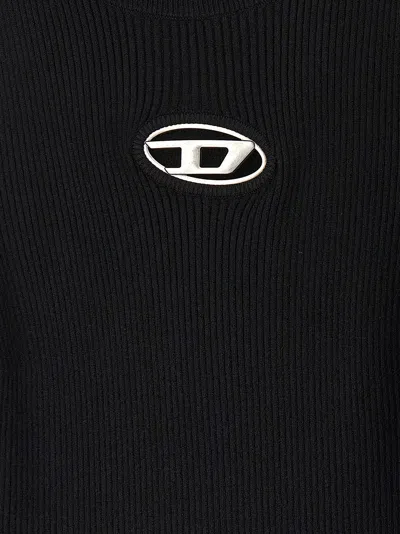 Diesel Black Tank Top With D Logo Cut-out