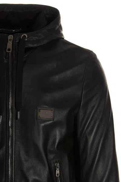 Dolce & Gabbana Hooded Jacket With Elastic Cuffs And Hem