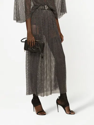 Dolce & Gabbana Black Crossbody Bag With Quilted Logo In Leather Woman