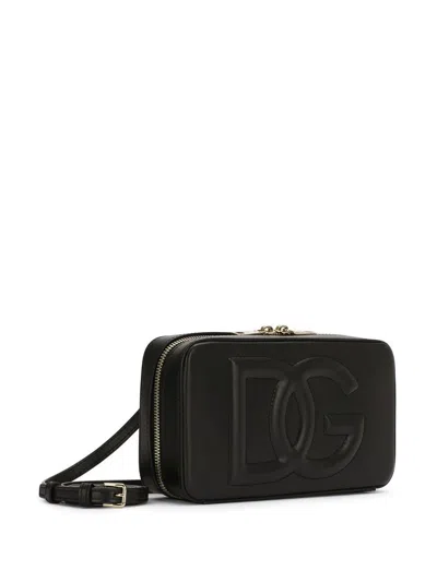 Dolce & Gabbana Black Crossbody Bag With Quilted Logo In Leather Woman