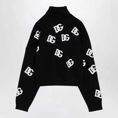 Dolce & Gabbana Intarsia-knit Logo Virgin Wool Jumper In Black