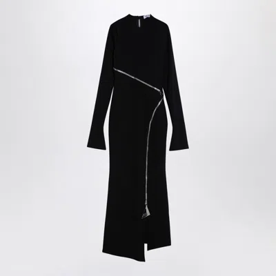 Attico Zip-up Jersey Midi Dress In Black