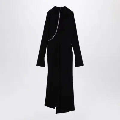 Attico Zip-up Jersey Midi Dress In Black