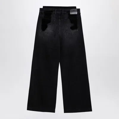 Attico Wide-leg Denim Jeans In Black