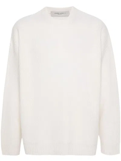 Shop Golden Goose Ribbed Wool Sweater In White