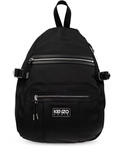 Kenzo Adjustable Strap Buckle Front Zip Pockets In Black